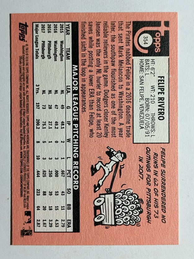 2018 Topps Heritage #354 Felipe Rivero
