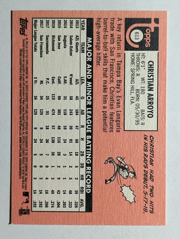 2018 Topps Heritage #613 Christian Arroyo
