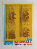 1982 Topps #789 Checklist 661-792