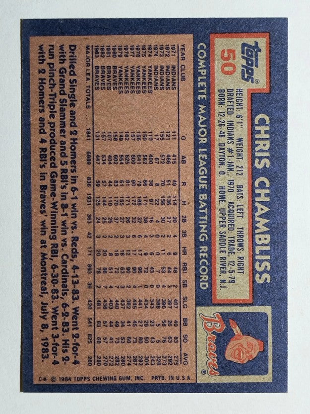 1984 Topps #50 Chris Chambliss