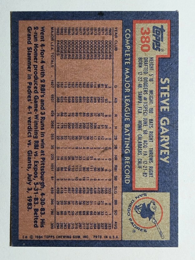 1984 Topps #380 Steve Garvey