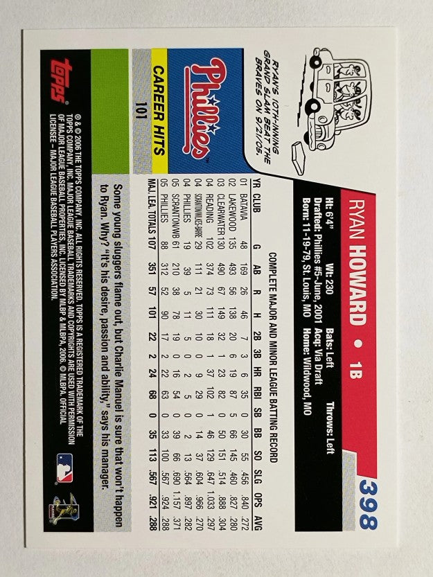 2006 Topps #398 Ryan Howard