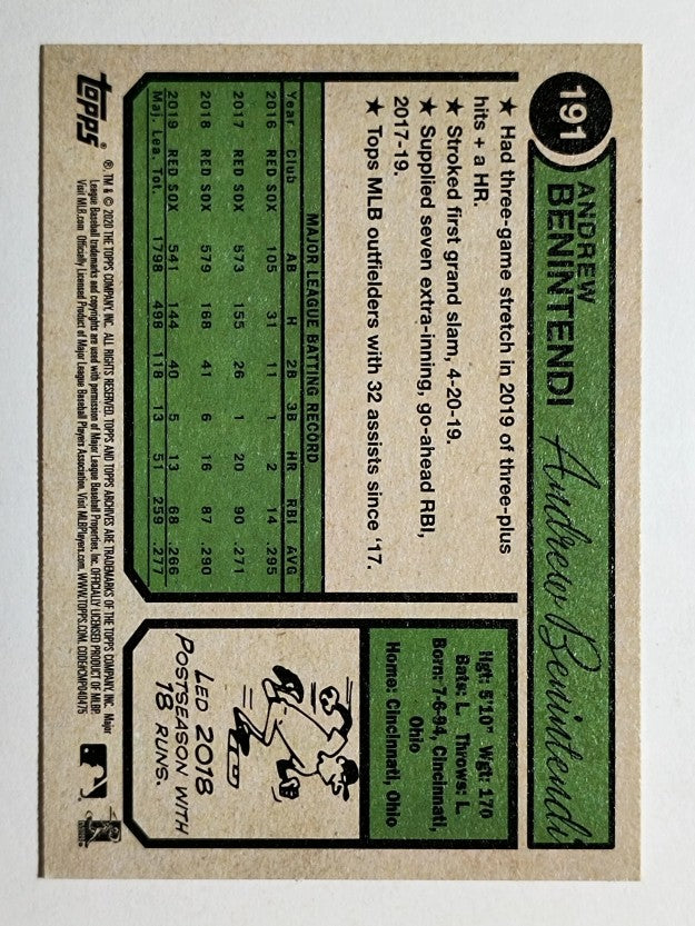 2020 Topps Archives #191 Andrew Benintendi