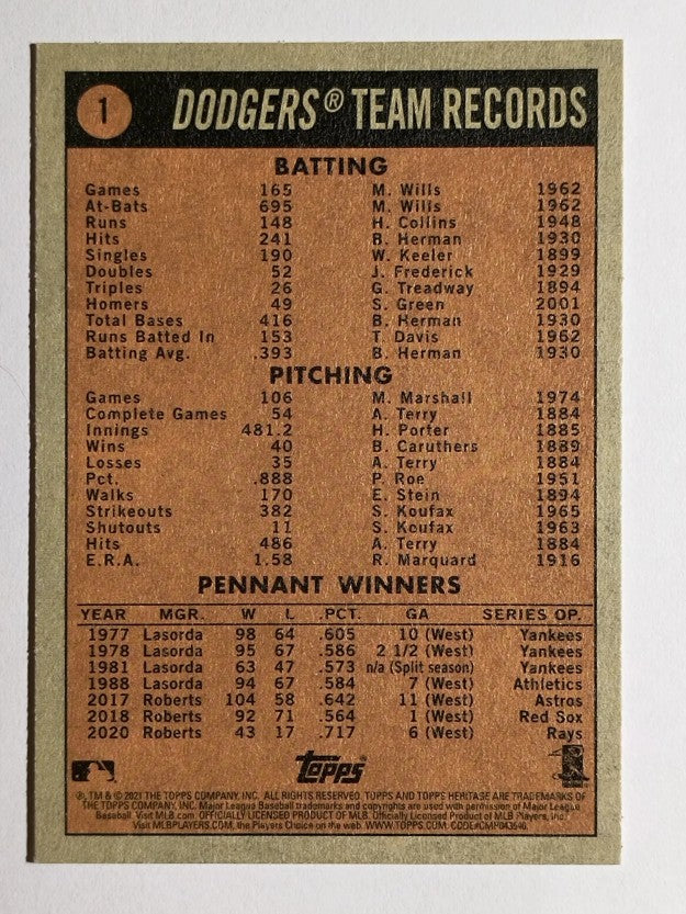 2021 Topps Heritage #1 World Champions