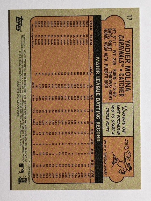 2021 Topps Heritage #17 Yadier Molina