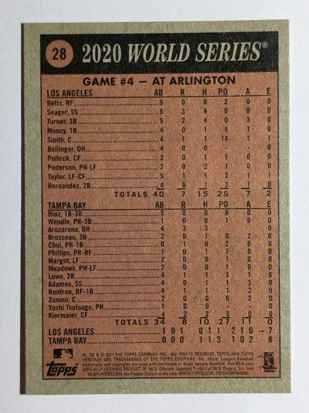 2021 Topps Heritage #28 Game 4 WS HL