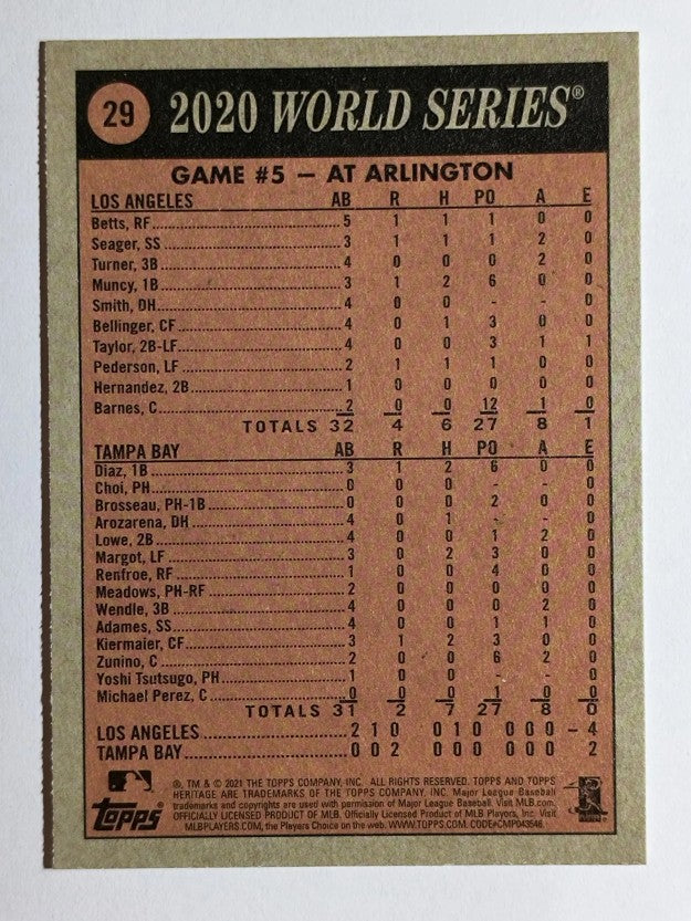 2021 Topps Heritage #29 Game 5 WS HL