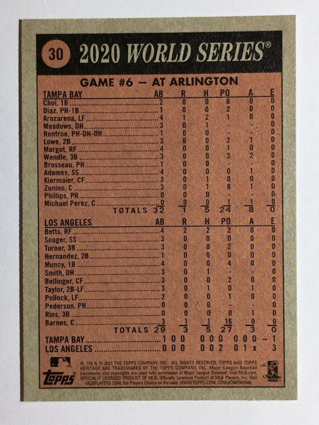 2021 Topps Heritage #30 Game 6 WS HL