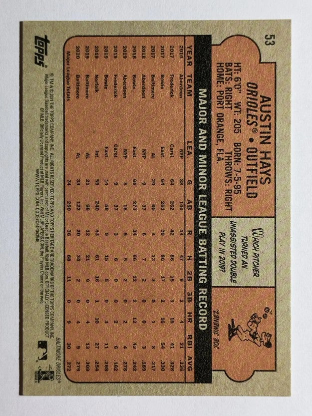 2021 Topps Heritage #53 Austin Hays
