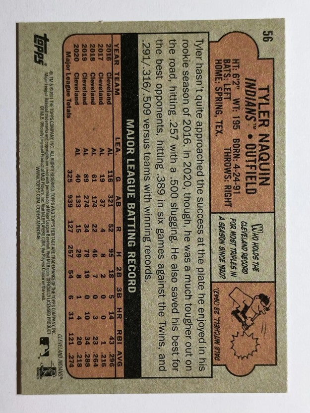 2021 Topps Heritage #56 Tyler Naquin