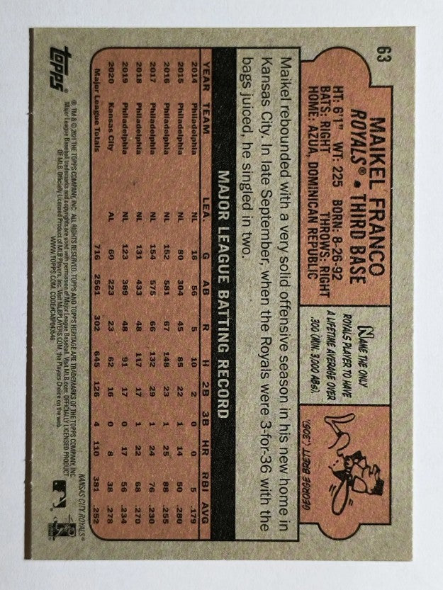 2021 Topps Heritage #63 Maikel Franco