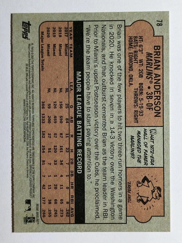 2021 Topps Heritage #78 Brian Anderson