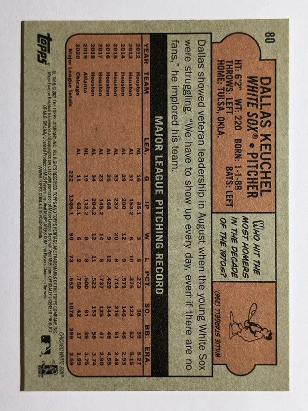 2021 Topps Heritage #80 Dallas Keuchel