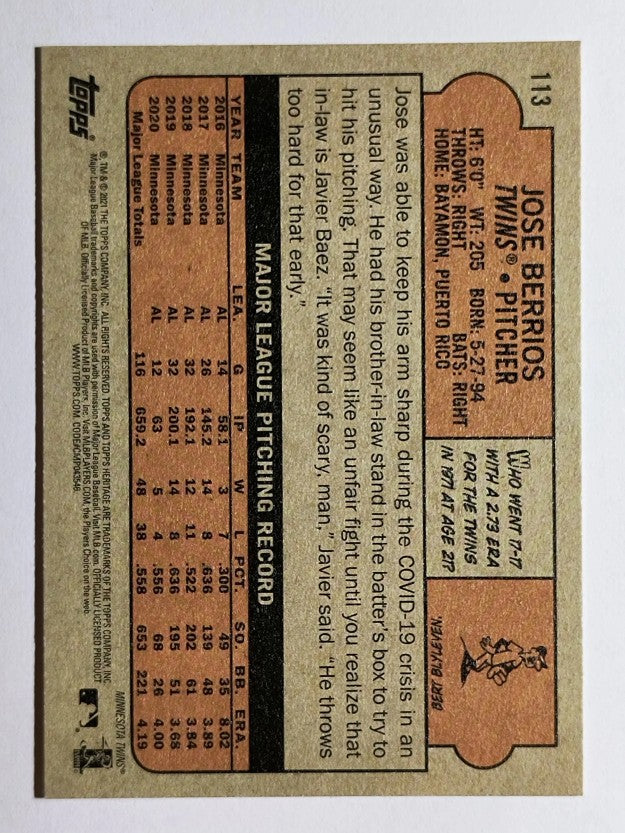 2021 Topps Heritage #113 Jose Berrios