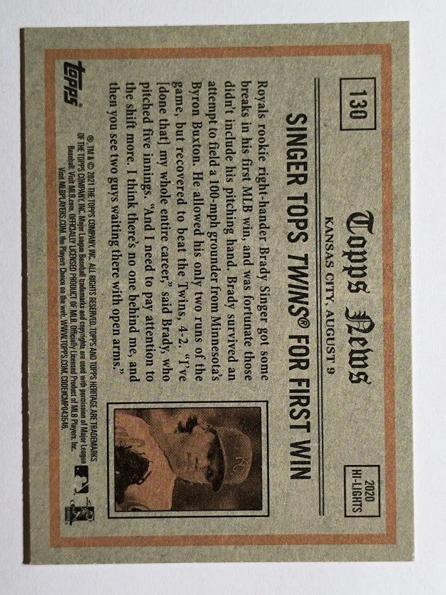 2021 Topps Heritage #130 Brady Singer IA