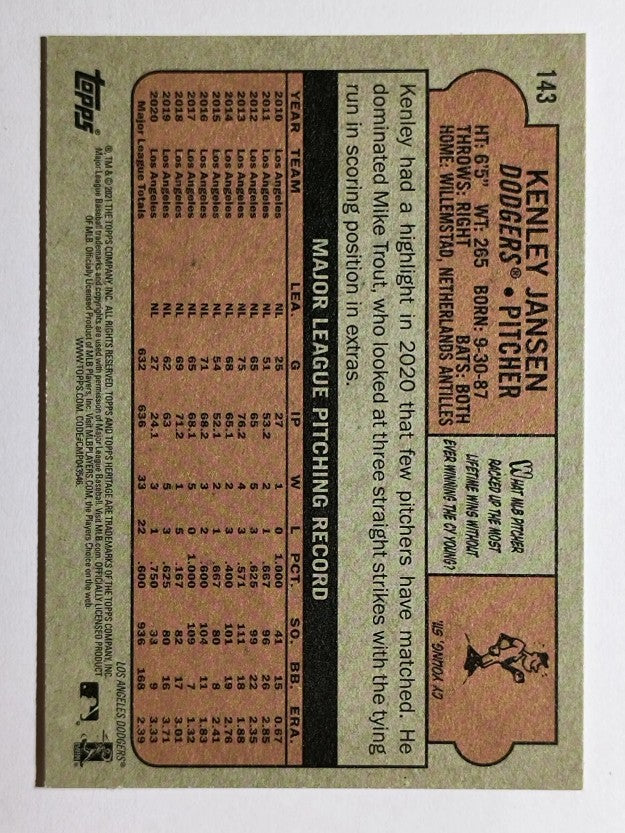2021 Topps Heritage #143 Kenley Jansen