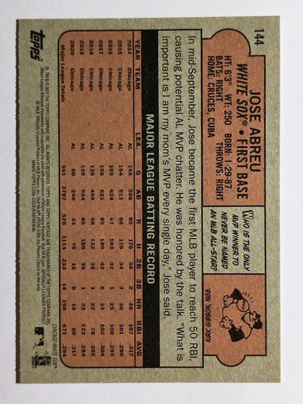 2021 Topps Heritage #144 Jose Abreu