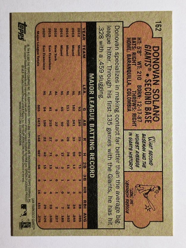 2021 Topps Heritage #162 Donovan Solano