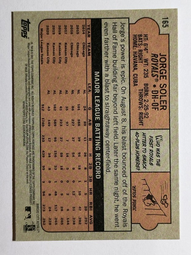 2021 Topps Heritage #165 Jorge Soler
