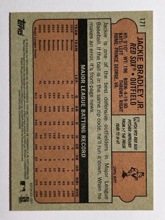 2021 Topps Heritage #171 Jackie Bradley Jr.