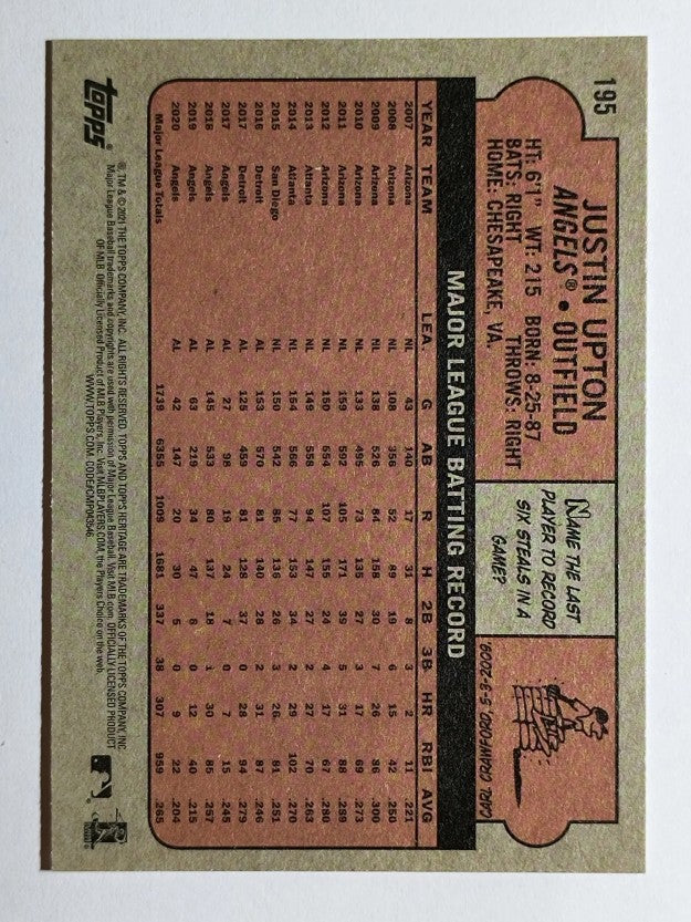 2021 Topps Heritage #195 Justin Upton
