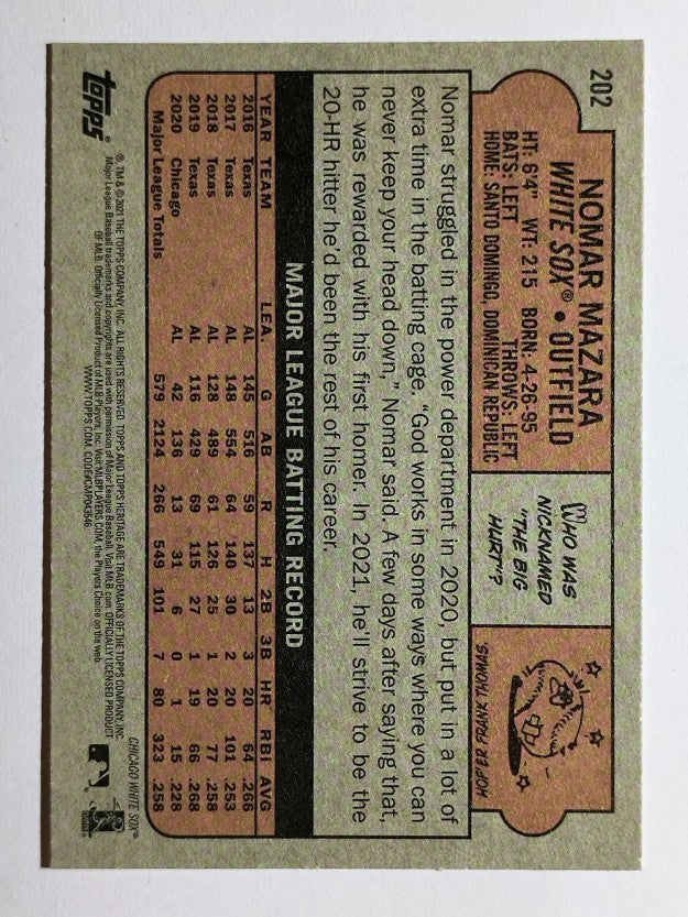 2021 Topps Heritage #202 Nomar Mazara