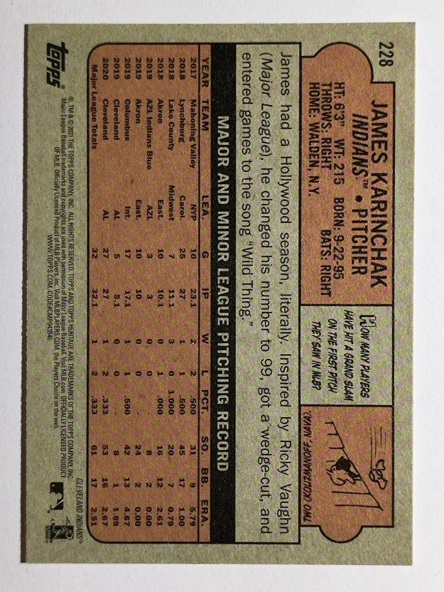 2021 Topps Heritage #228 James Karinchak
