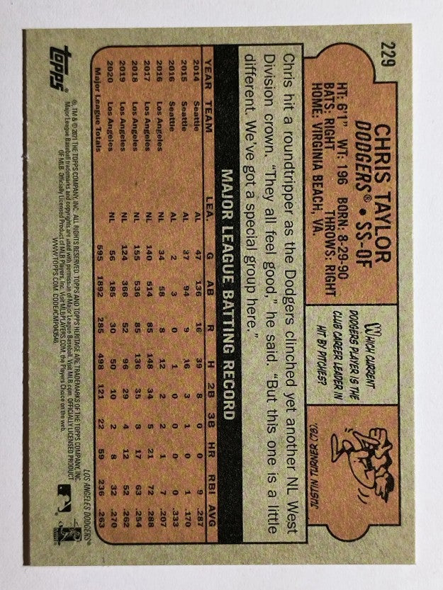 2021 Topps Heritage #229 Chris Taylor