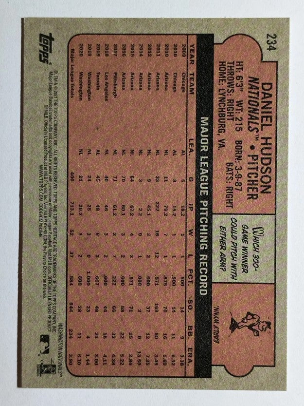 2021 Topps Heritage #234 Daniel Hudson