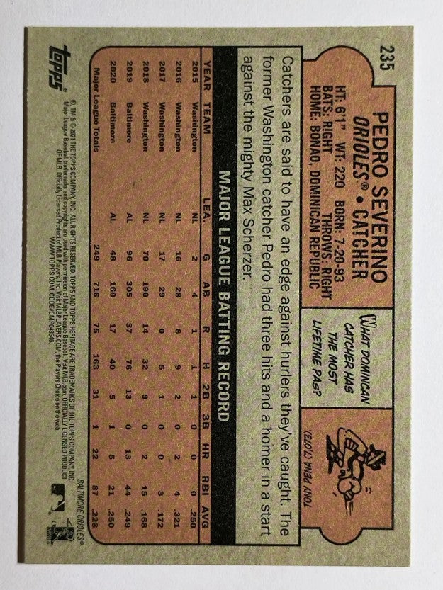 2021 Topps Heritage #235 Pedro Severino