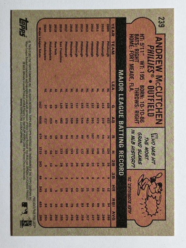 2021 Topps Heritage #239 Andrew McCutchen