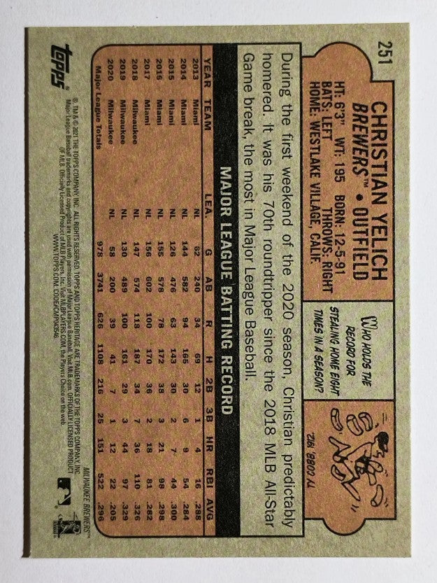 2021 Topps Heritage #251 Christian Yelich