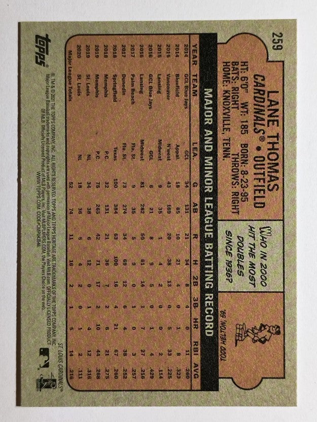 2021 Topps Heritage #259 Lane Thomas