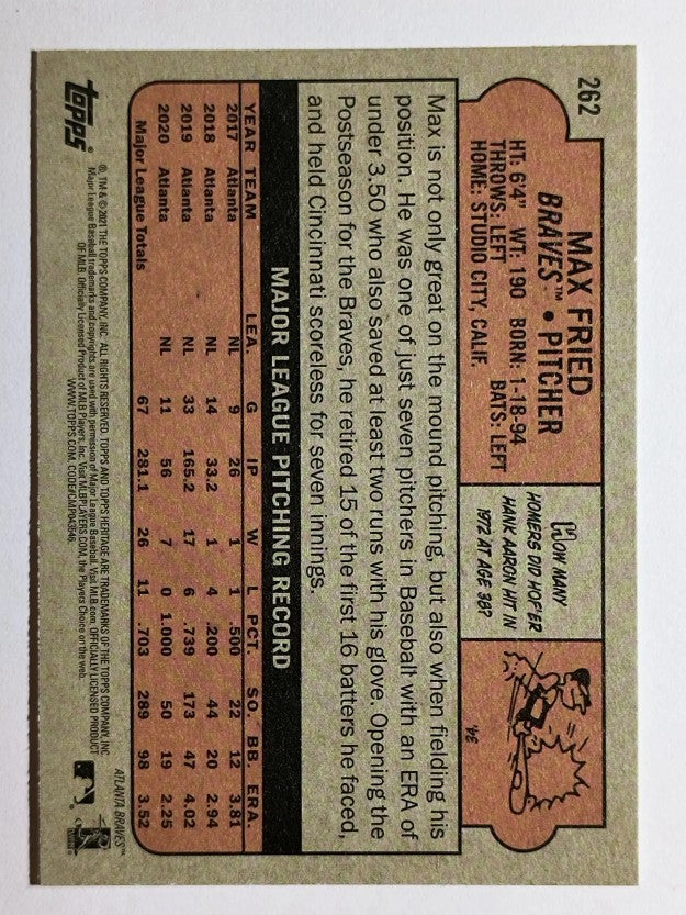 2021 Topps Heritage #262 Max Fried