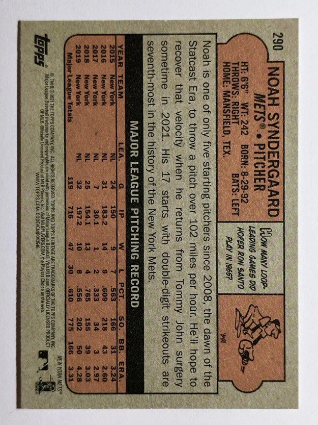 2021 Topps Heritage #290 Noah Syndergaard
