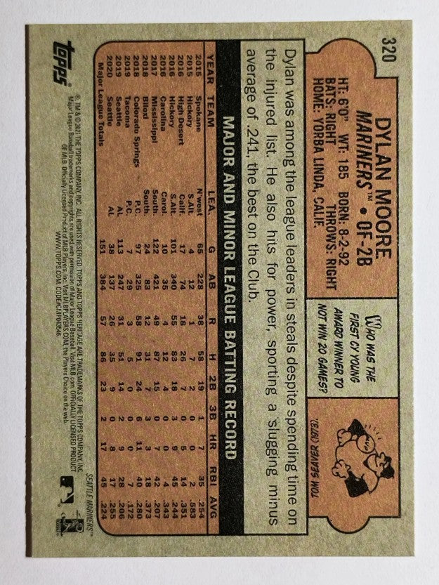 2021 Topps Heritage #320 Dylan Moore