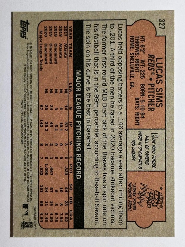2021 Topps Heritage #327 Lucas Sims