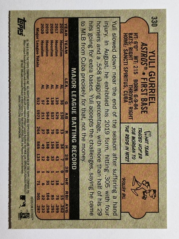 2021 Topps Heritage #330 Yuli Gurriel