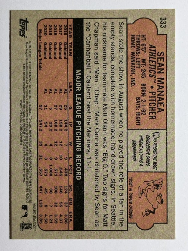 2021 Topps Heritage #333 Sean Manaea