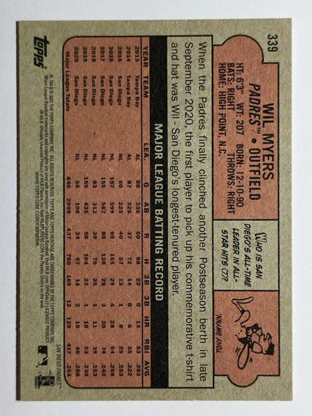 2021 Topps Heritage #339 Wil Myers