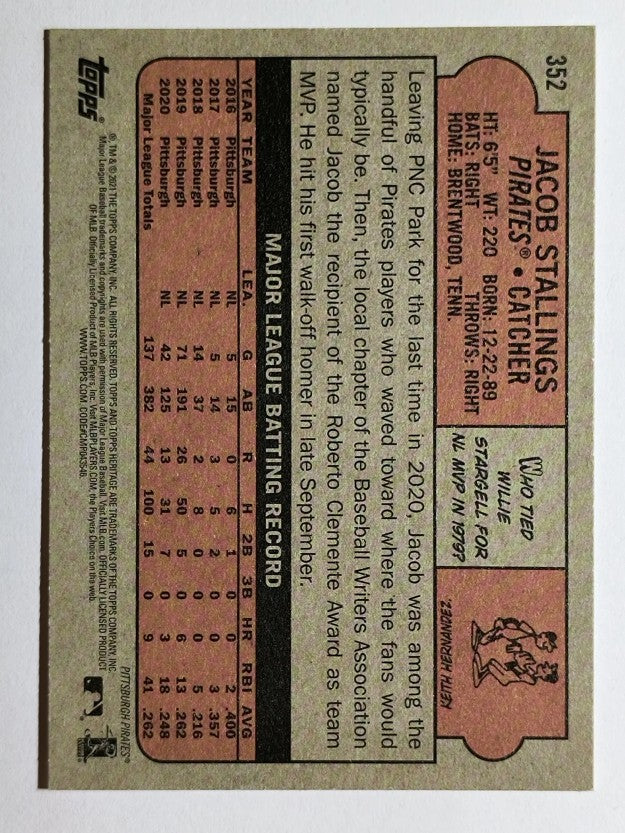 2021 Topps Heritage #352 Jacob Stallings