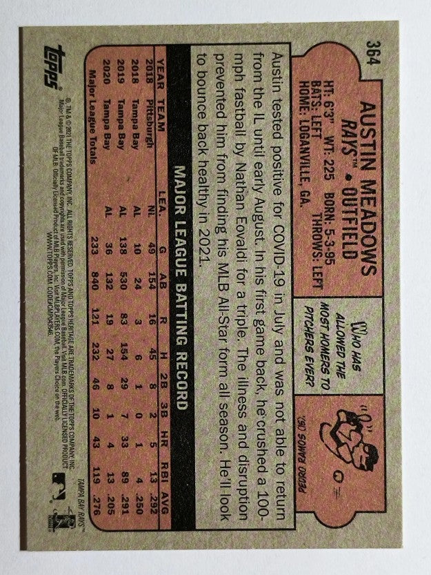 2021 Topps Heritage #364 Austin Meadows
