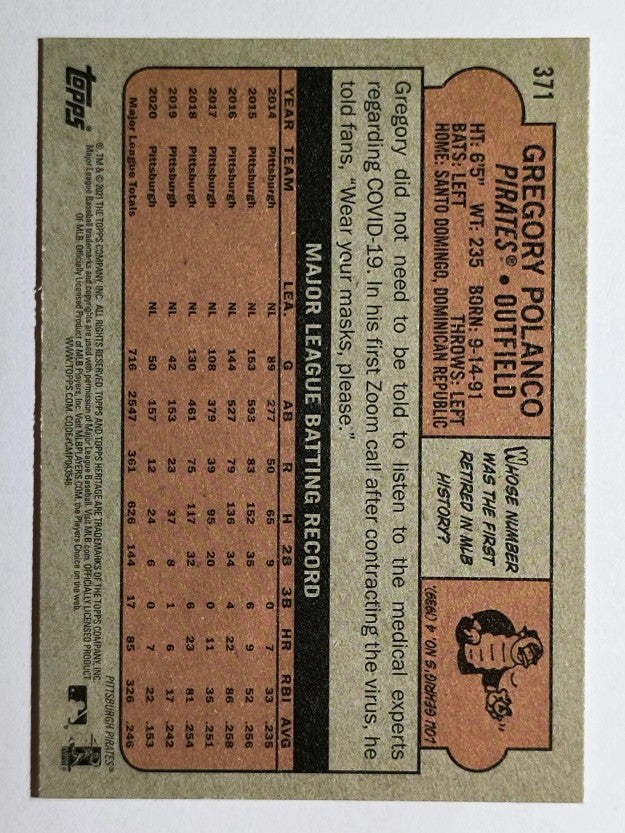 2021 Topps Heritage #371 Gregory Polanco