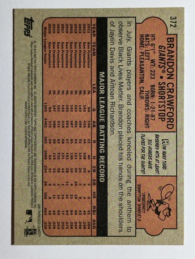 2021 Topps Heritage #372 Brandon Crawford