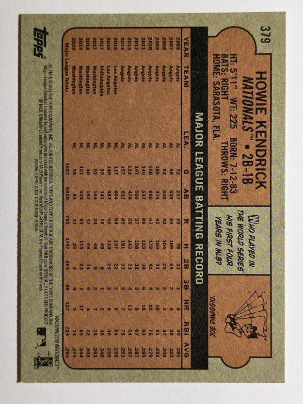 2021 Topps Heritage #379 Howie Kendrick