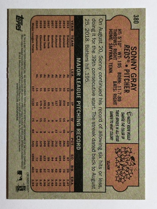 2021 Topps Heritage #380 Sonny Gray