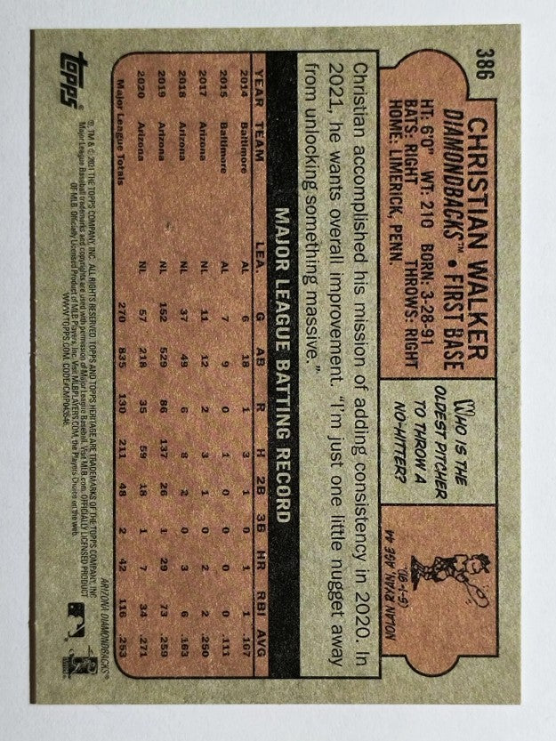 2021 Topps Heritage #386 Christian Walker