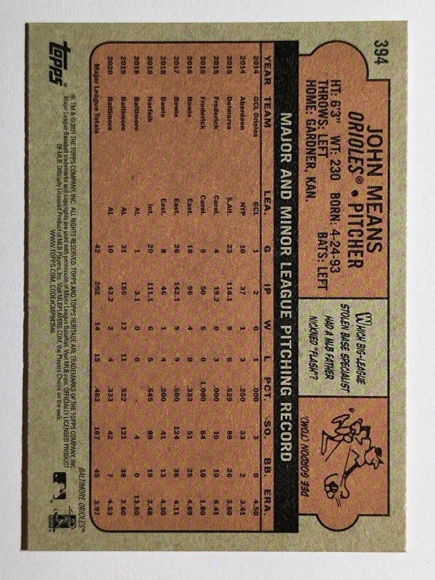 2021 Topps Heritage #394 John Means