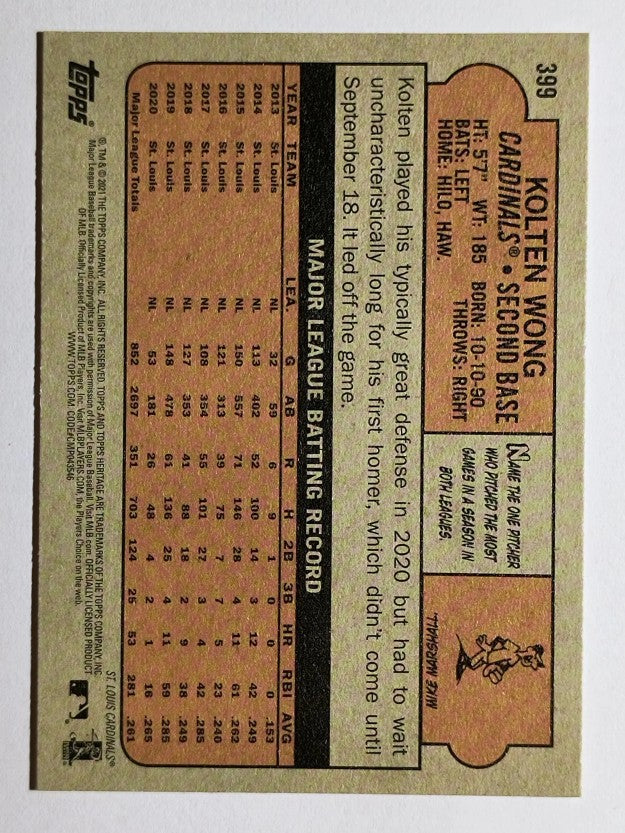 2021 Topps Heritage #399 Kolten Wong
