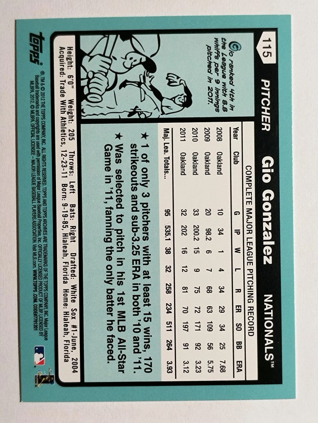 2012 Topps Archives #115 Gio Gonzalez